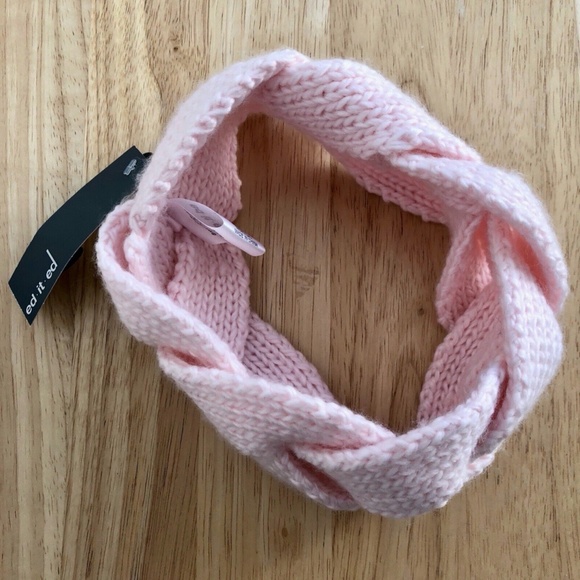 Knit winter headband headwrap women's pink braid black sparkle Ed-it-ed NWT x2 - Picture 2 of 9
